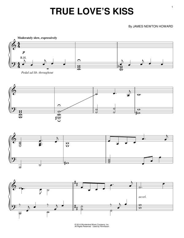 James Newton Howard True Love's Kiss (from Maleficent) Musik Noten - Piano Solo - 155060-0