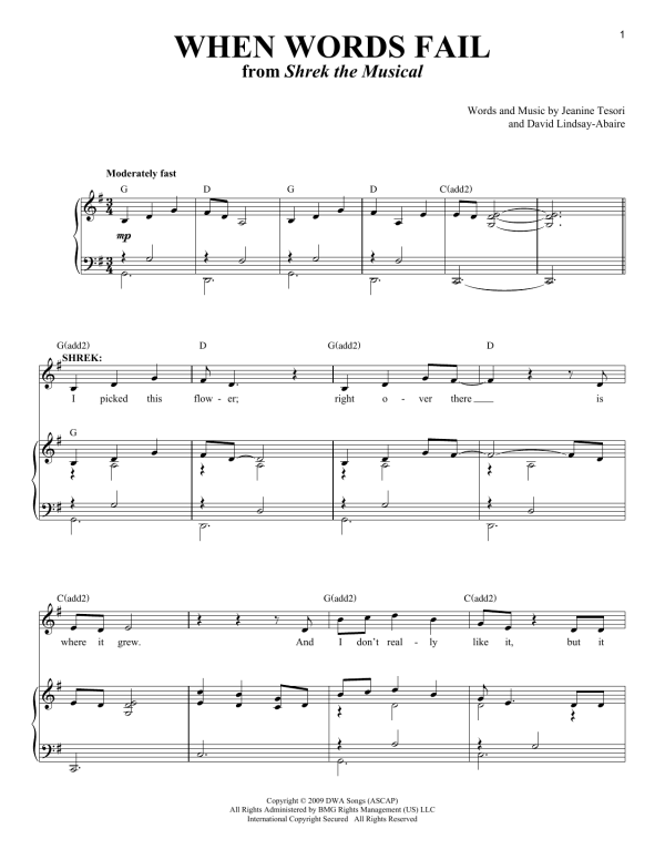 Jeanine Tesori When Words Fail Musik Noten - Piano & Vocal - 156372-0
