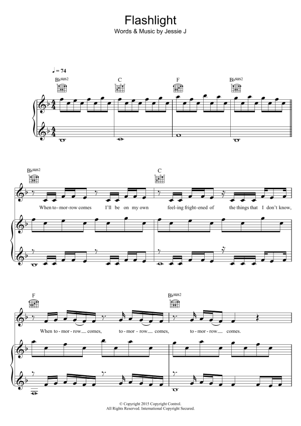 Jessie J Flashlight (from Pitch Perfect 2) Musik Noten - Piano, Vocal & Guitar Chords - 121134-0