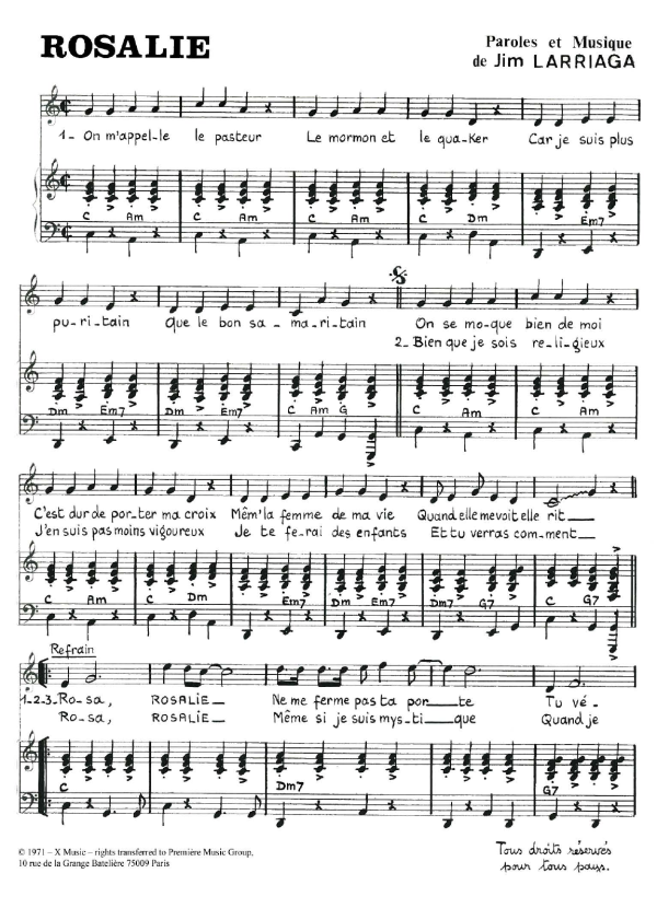 Jim Larriaga Rosalie Musik Noten - Piano & Vocal - 119843-0