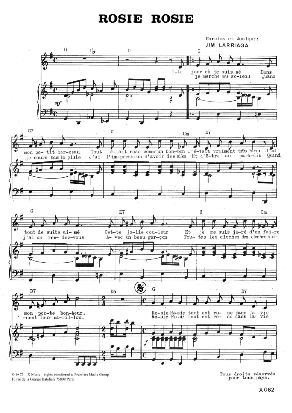 Jim Larriaga Rosie Rosie Musik Noten - Piano & Vocal - 119844-0