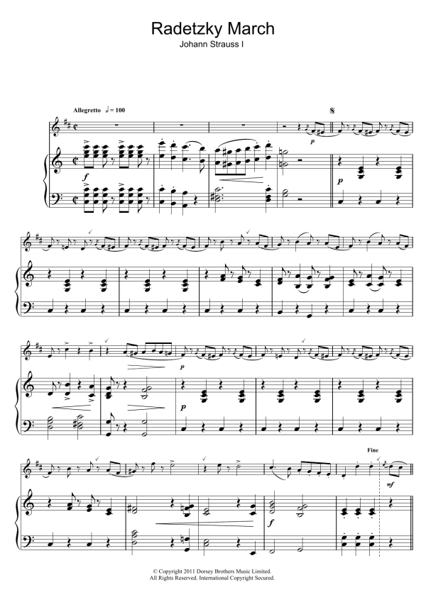 Johann Strauss I Radetzky March Op. 228 Musik Noten - Clarinet Solo - 111069-0