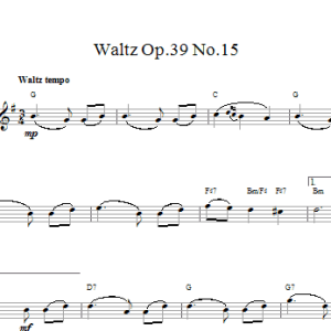 Johannes Brahms Waltz Op. 39, No. 15 Musik Noten - Easy Piano - 105683-0