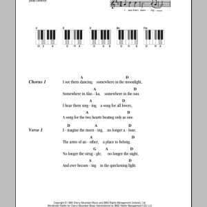 John Denver A Song For All Lovers Musik Noten - Piano Chords/Lyrics - 89423-0