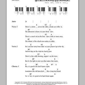 John Denver Back Home Again Musik Noten - Piano Chords/Lyrics - 89419-0