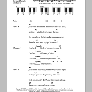 John Denver Prisoners (Hard Life, Hard Times) Musik Noten - Piano Chords/Lyrics - 89433-0