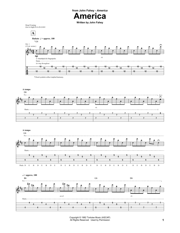 John Fahey America Musik Noten - Guitar Tab - 152764-0