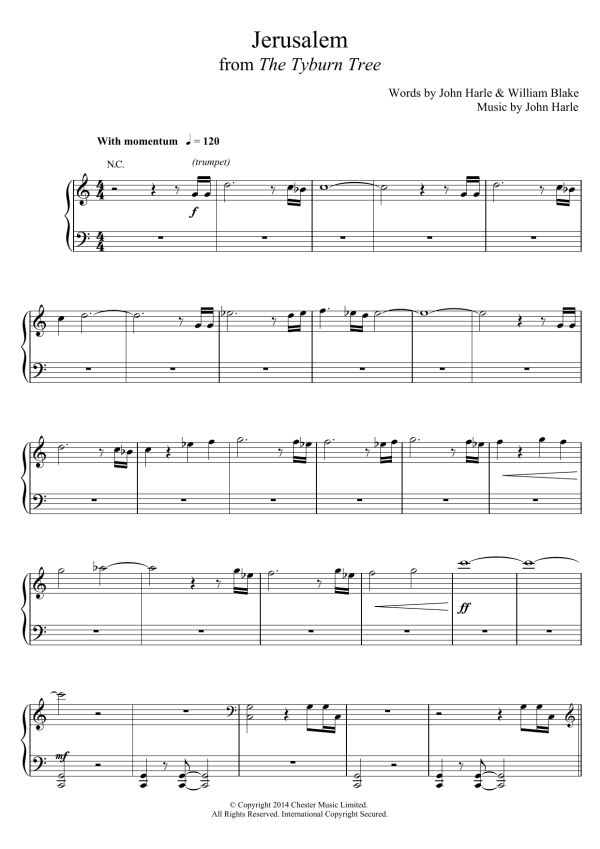 John Harle & Marc Almond Jerusalem Musik Noten - Piano, Vocal & Guitar Chords - 121695-0