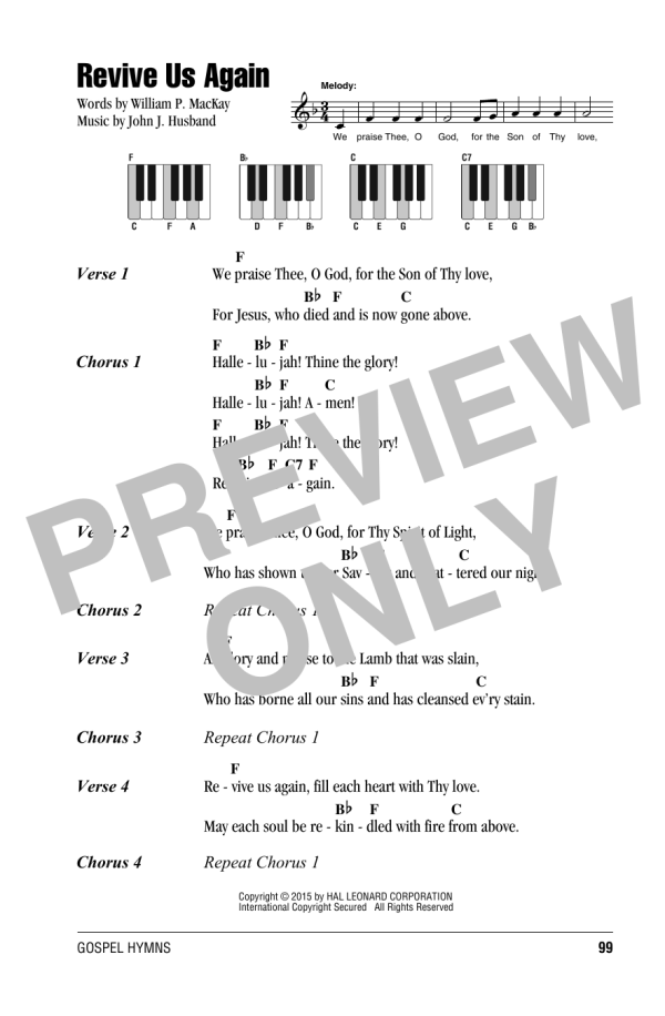 John J. Husband Revive Us Again Musik Noten - Piano Chords/Lyrics - 161388-0