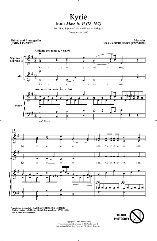 John Leavitt Kyrie Musik Noten - SSA Choir - 178553-0