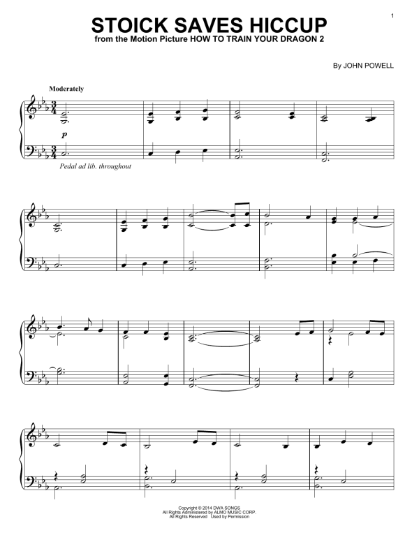John Powell Stoick Saves Hiccup (from How to Train Your Dragon) Musik Noten - Piano Solo - 157390-0