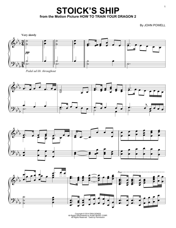 John Powell Stoick's Ship (from How to Train Your Dragon) Musik Noten - Piano Solo - 157388-0