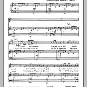 Johnny Hallyday Mercredi Matin Musik Noten - Piano & Vocal - 116527-0