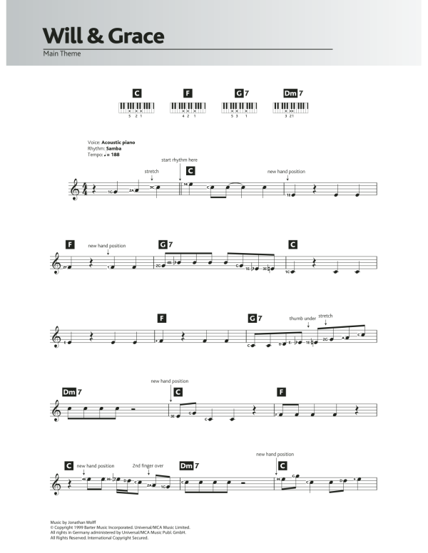 Jonathan Wolff Will And Grace Musik Noten - Piano Chords/Lyrics - 117178-0