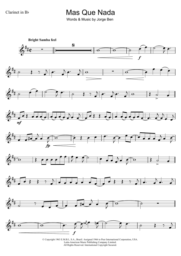Jorge Ben Mas Que Nada (Say No More) Musik Noten - Guitar Chords/Lyrics - 118065-0