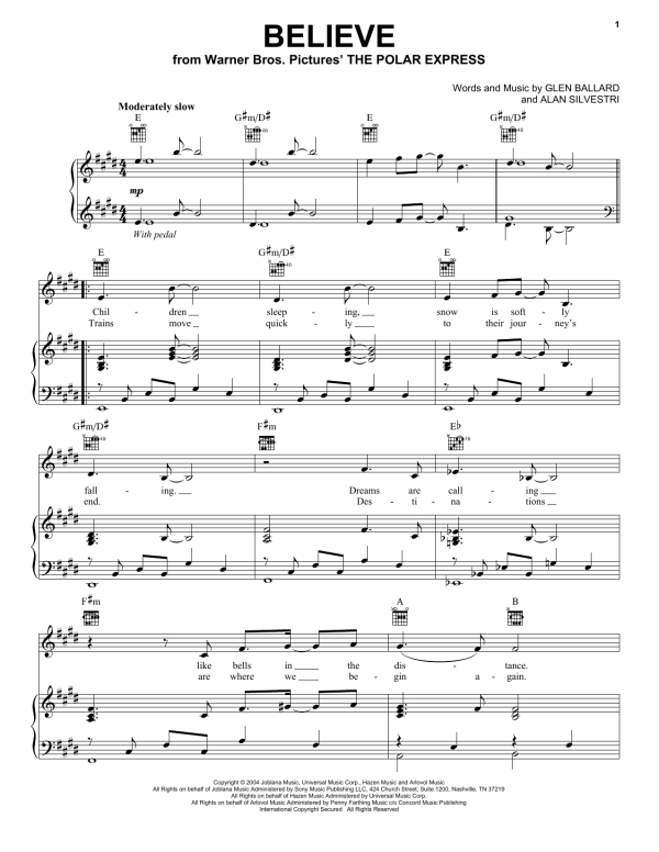 Josh Groban Believe (from The Polar Express) Musik Noten - Solo Guitar - 152810-0