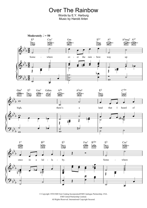 Judy Garland Over The Rainbow (from 'The Wizard Of Oz') Musik Noten - Piano & Vocal - 121488-0