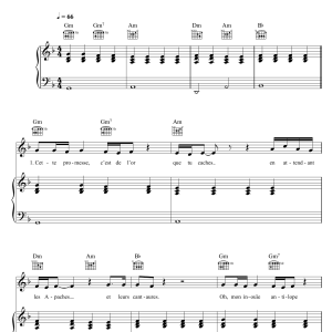 Julien Dore Mon Apache Musik Noten - Piano, Vocal & Guitar Chords - 117999-0