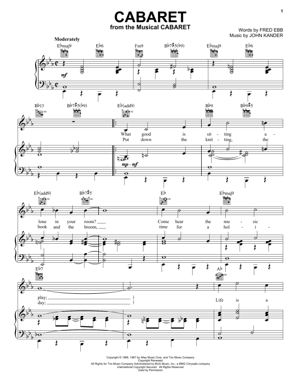 Kander & Ebb Cabaret Musik Noten - Piano & Vocal - 179005-0
