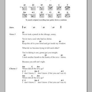 Kasabian Where Did All The Love Go Musik Noten - Guitar Chords/Lyrics - 117993-0