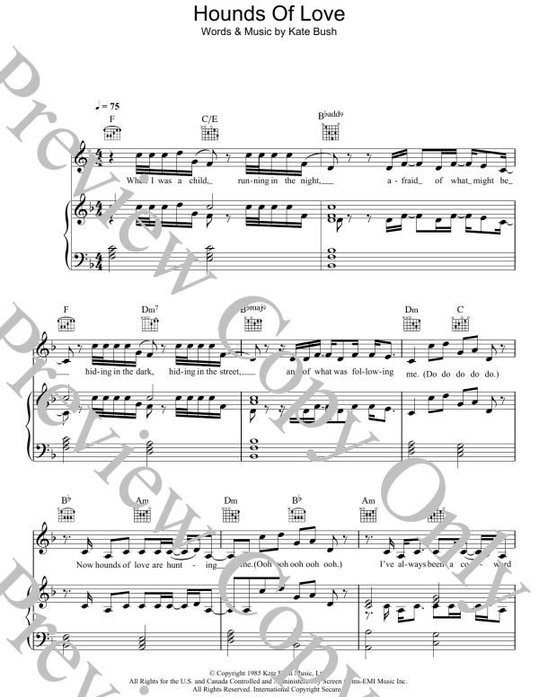 Kate Bush Hounds Of Love Musik Noten - Guitar Chords/Lyrics - 116618-0