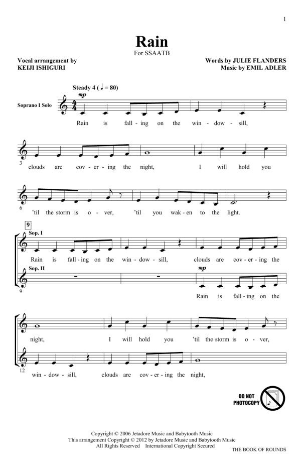 Keiji Ishiguri Rain Musik Noten - SATB Choir - 159131-0