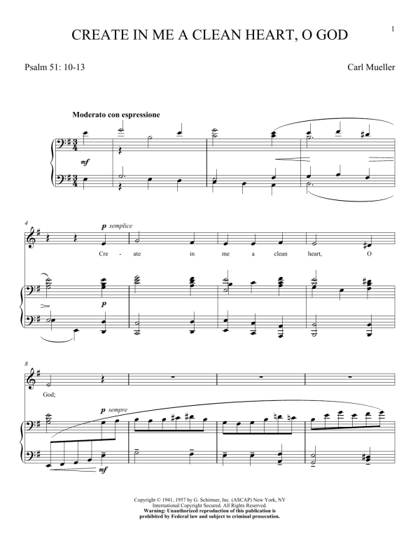 Keith Green Create In Me A Clean Heart, O God Musik Noten - Piano & Vocal - 156333-0