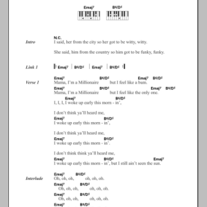 Kelis Millionaire Musik Noten - Piano Chords/Lyrics - 108560-0
