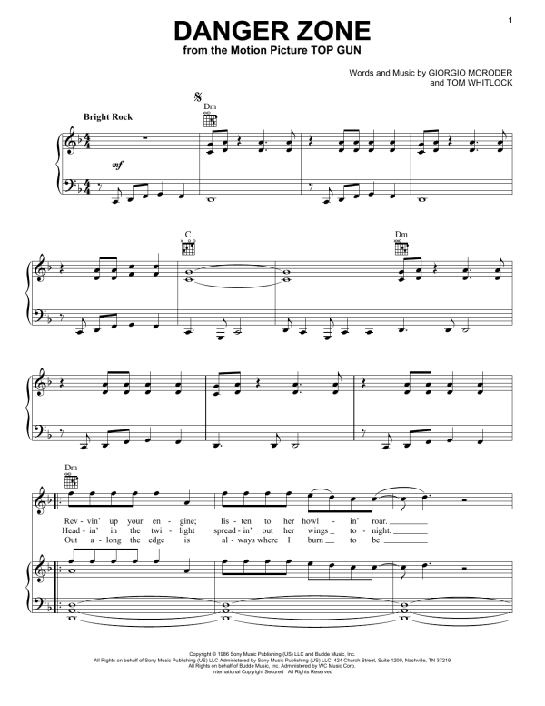 Kenny Loggins Danger Zone Musik Noten - Very Easy Piano - 161521-0