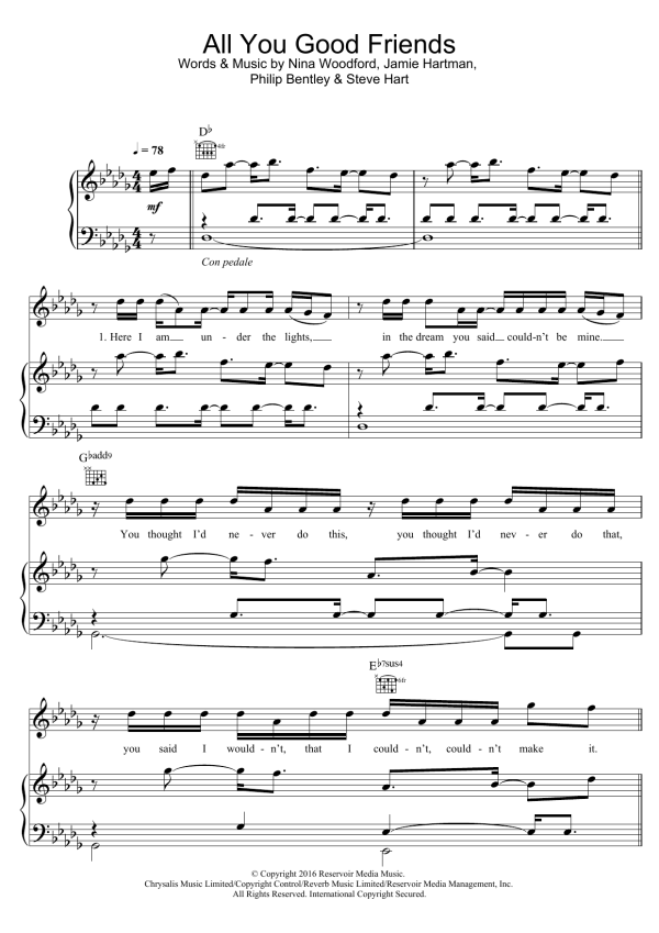 Kevin Simm All You Good Friends Musik Noten - Piano, Vocal & Guitar Chords - 123304-0