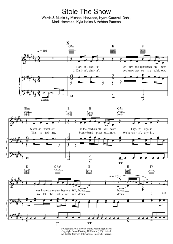 Kygo Stole The Show (feat. Parson James) Musik Noten - Piano, Vocal & Guitar Chords - 121081-0