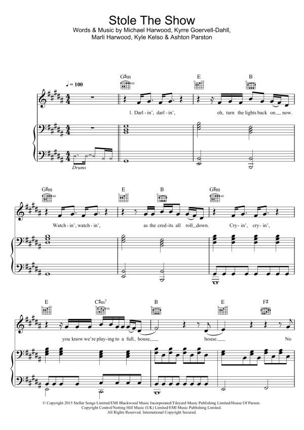 Kygo Stole The Show (featuring Parson James) Musik Noten - Piano, Vocal & Guitar Chords - 122165-0