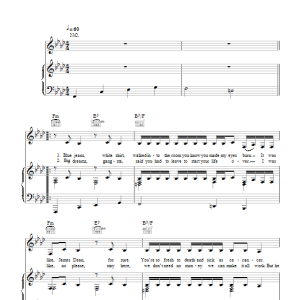 Lana Del Rey Blue Jeans Musik Noten - Guitar Chords/Lyrics - 117013-0