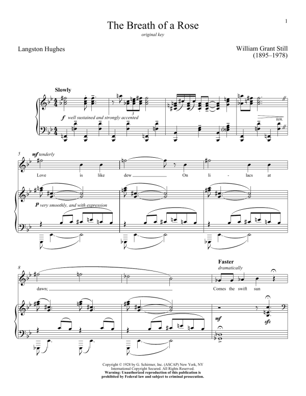 Langston Hughes The Breath Of A Rose Musik Noten - Piano & Vocal - 156272-0
