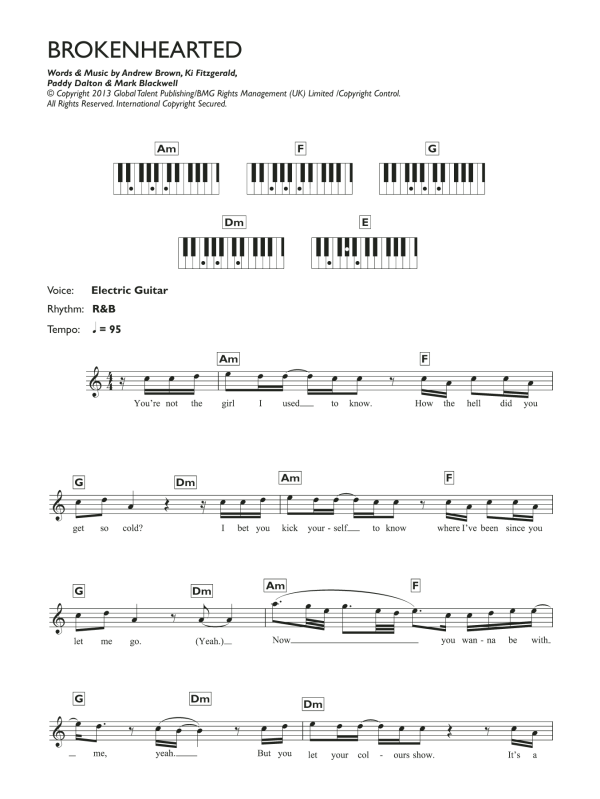 LAWSON Brokenhearted (featuring B.o.B) Musik Noten - Piano Chords/Lyrics - 117746-0
