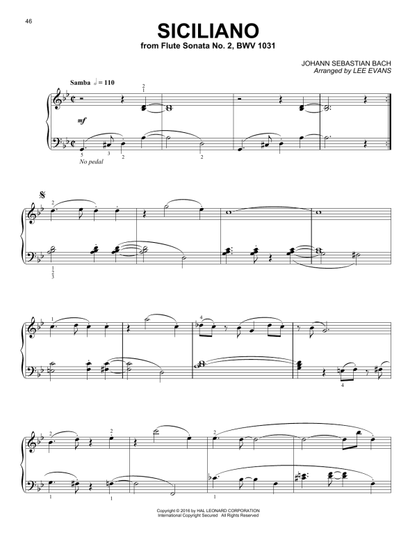 Lee Evans Siciliano Musik Noten - Piano Solo - 163921-0