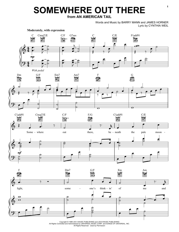 Linda Ronstadt & James Ingram Somewhere Out There Musik Noten - Ukulele - 152029-0