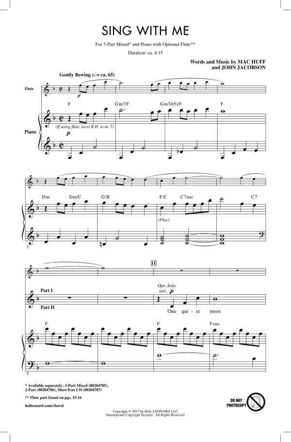 Mac Huff Sing With Me Musik Noten - 3-Part Mixed Choir - 178994-0