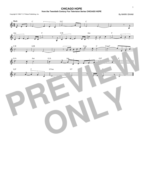 Mark Isham Chicago Hope Musik Noten - Lead Sheet / Fake Book - 174721-0