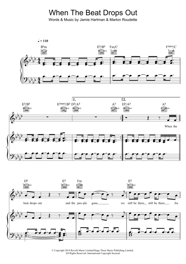 Marlon Roudette When The Beat Drops Out Musik Noten - Piano, Vocal & Guitar Chords - 119282-0