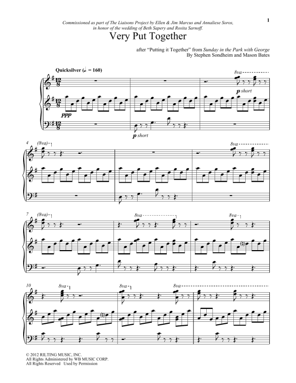 Mason Bates Very Put Together Musik Noten - Piano Solo - 179218-0