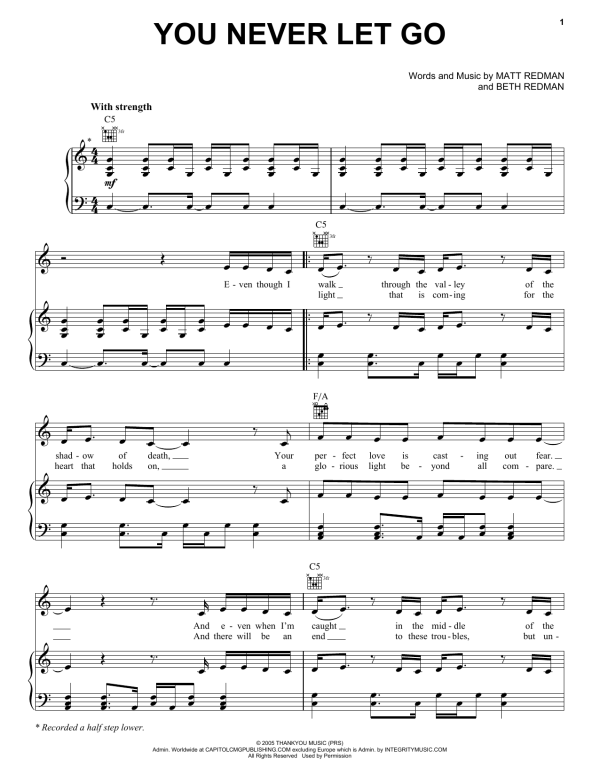 Matt Redman You Never Let Go Musik Noten - Lead Sheet / Fake Book - 178899-0