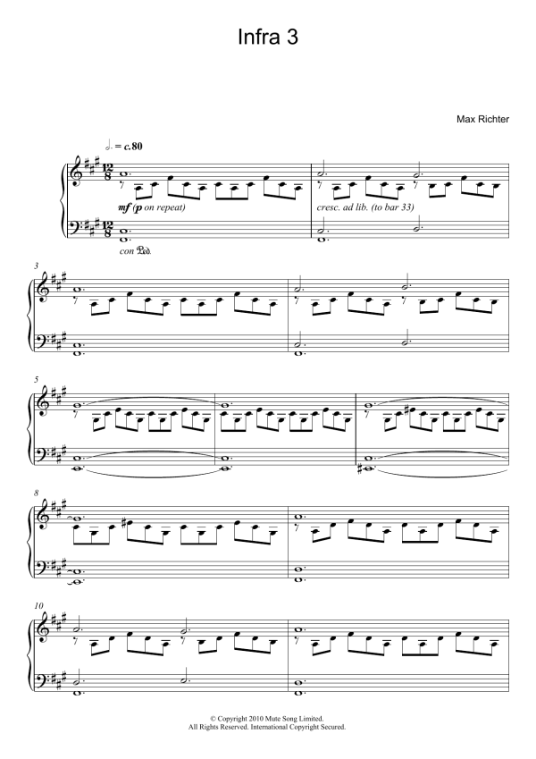 Max Richter Infra 3 Musik Noten - Piano Solo - 119371-0