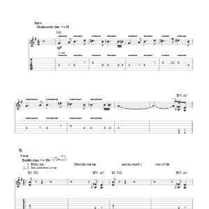 Megadeth Sweating Bullets Musik Noten - Bass Guitar Tab - 150303-0