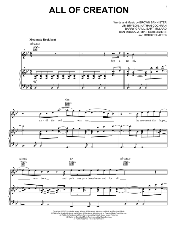 MercyMe All Of Creation Musik Noten - Easy Guitar Tab - 152879-0