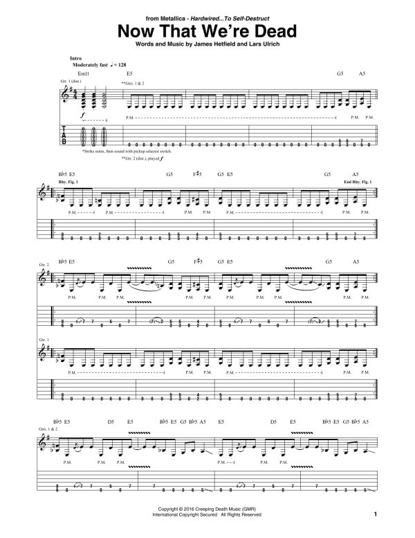 Metallica Now That We're Dead Musik Noten - Guitar Tab - 177179-0
