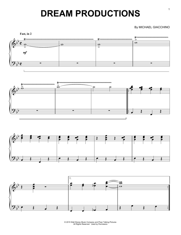 Michael Giacchino Dream Productions Musik Noten - Piano Solo - 160809-0