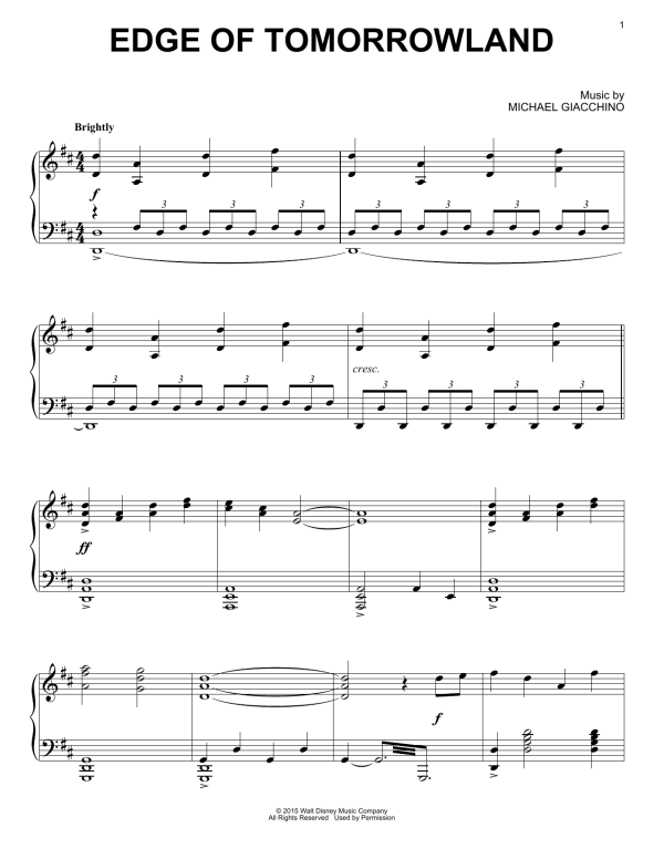 Michael Giacchino Edge Of Tomorrowland Musik Noten - Piano Solo - 160562-0
