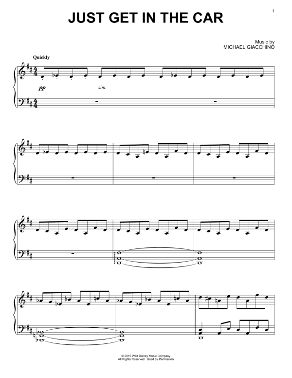 Michael Giacchino Just Get In The Car Musik Noten - Piano Solo - 160558-0