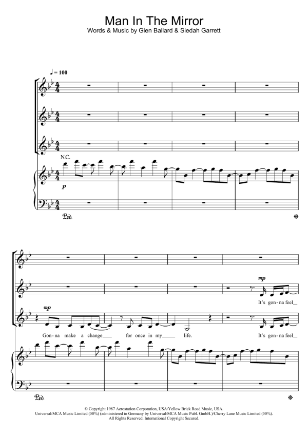 Michael Jackson Man In The Mirror (arr. Jonathan Wikeley) Musik Noten - SSA Choir - 108676-0